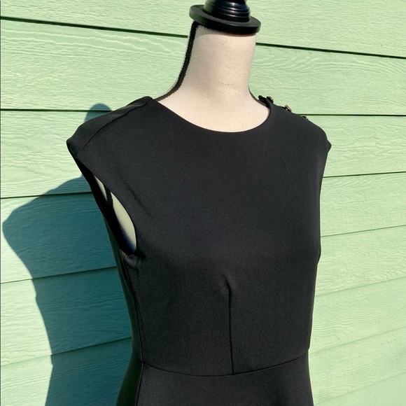 Shoulder Button Matte Jersey Flare Dress - Picture 14 of 16